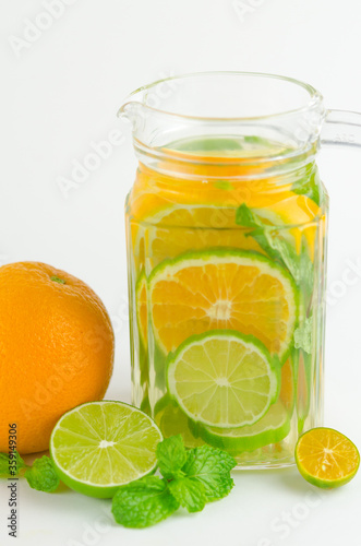 Bottle of detox water made from citrus fruits. Concept for dieting
