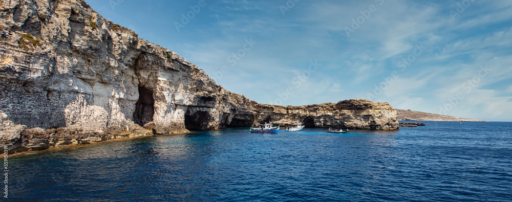 Cliffs on the sea. Blue Grotto, Malta