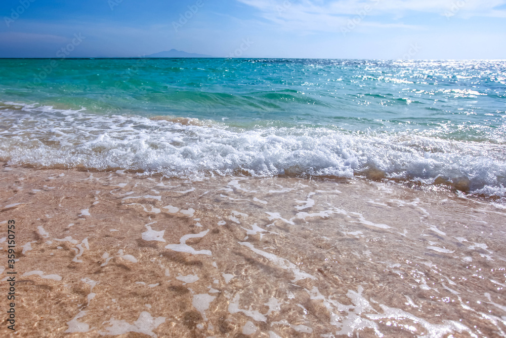 Sand beach and sea waves Sand beach and sea waves