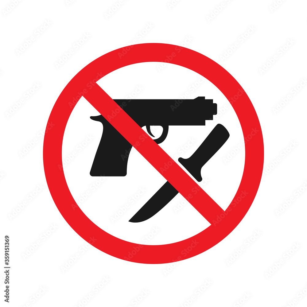 No weapons allowed sign. Red ban signs vector images No weapons allowed sign. Red ban signs vector images
