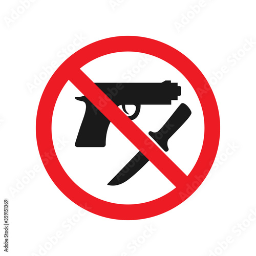 No weapons allowed sign. Red ban signs vector images