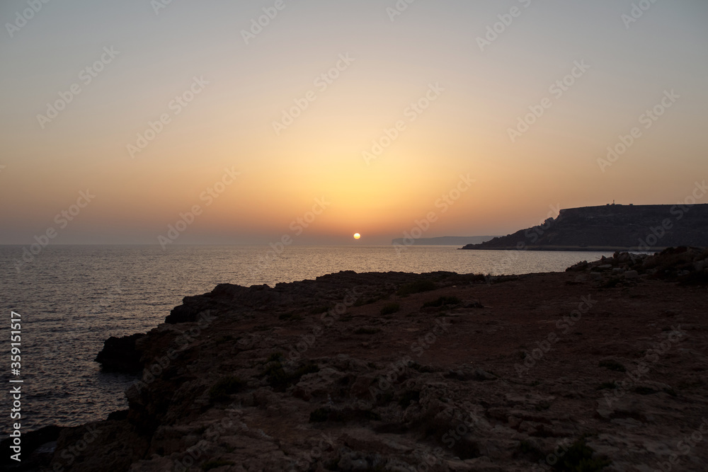 Sunset in Malta near Anchor Bay.