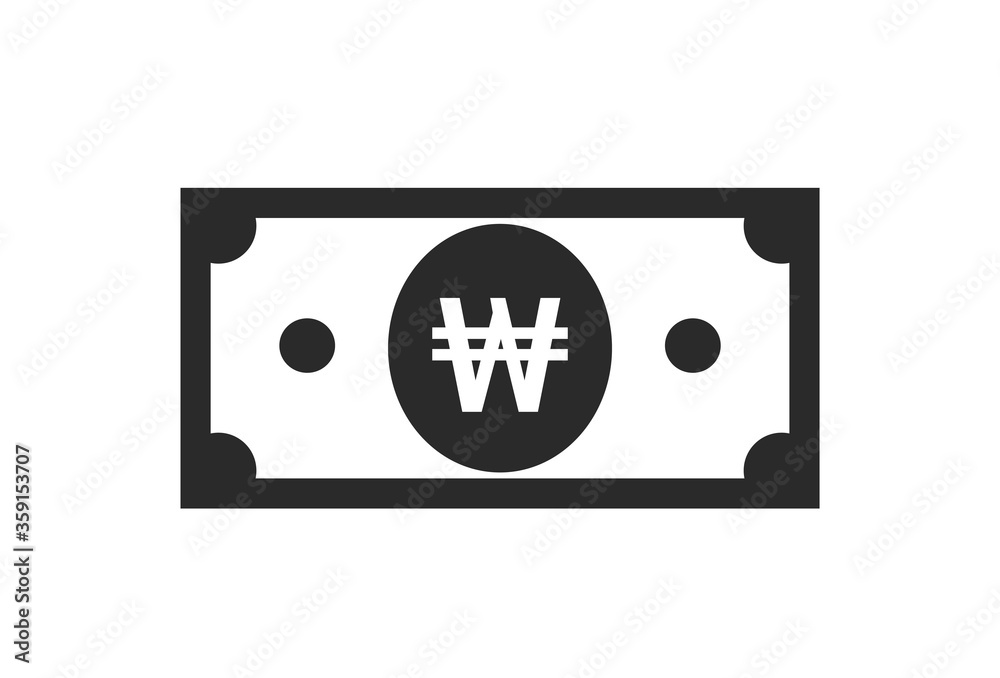 Obraz premium south korean won banknote icon. financial design element
