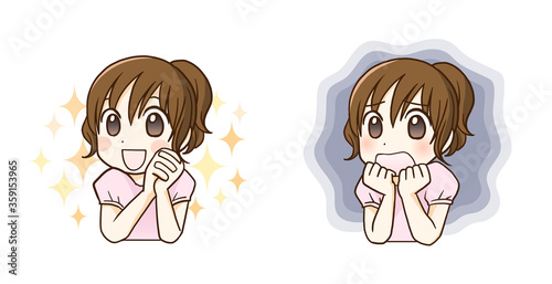 喜ぶ女の子とショックを受ける女の子