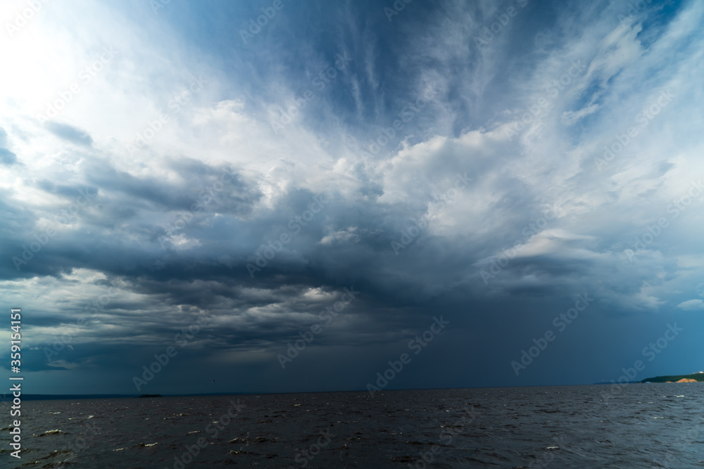storm clouds over the river Volga