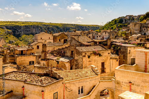 It's Houses in Matera, Puglia, Italy. The Sassi and the Park of the Rupestrian Churches of Matera. UNESCO World Heritage site