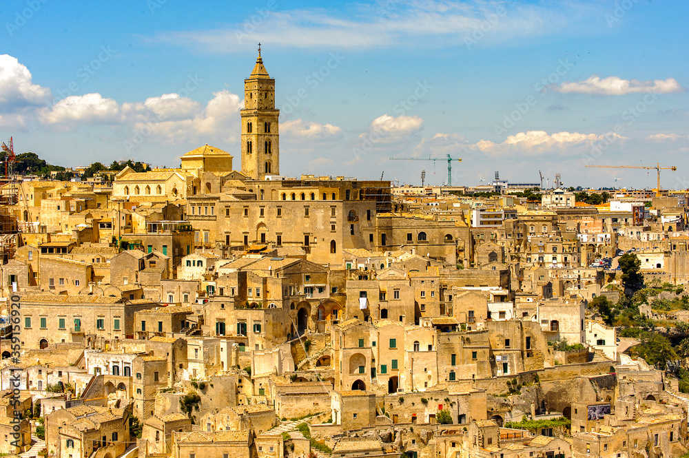 It's Cathedral of Matera, Puglia, Italy. The Sassi and the Park of the Rupestrian Churches of Matera. UNESCO World Heritage