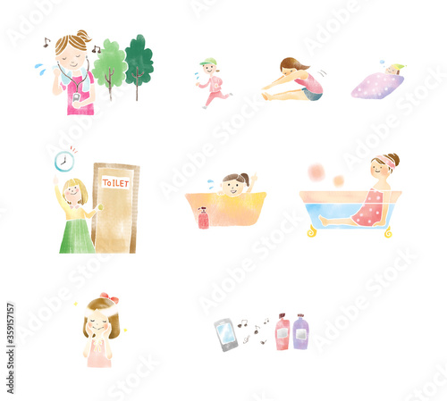 健康な生活をする女性のイラスト詰め合わせ