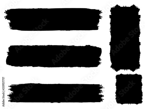 Grunge Paint Roller . Vector brush Stroke . Distressed banner . Black stripes isolated. paintbrush collection . Modern Textured shape . Dry border in Black . Bulge lines