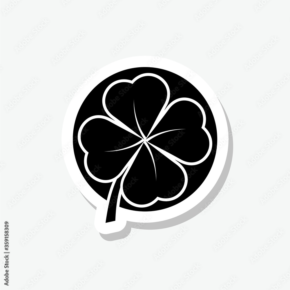 Four leaf clover sticker icon isolated on gray background Four leaf clover sticker icon isolated on gray background