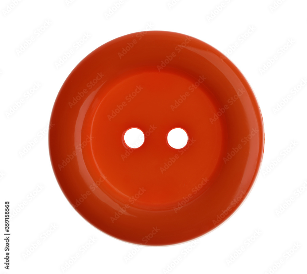 Fototapeta premium Orange plastic sewing button isolated on white
