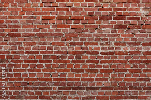 Red brick wall, close up