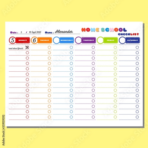 homeschooling planner page