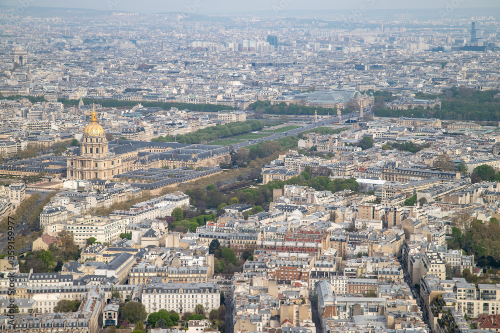 Aerial view from Tour Montparnasse at the city of Paris