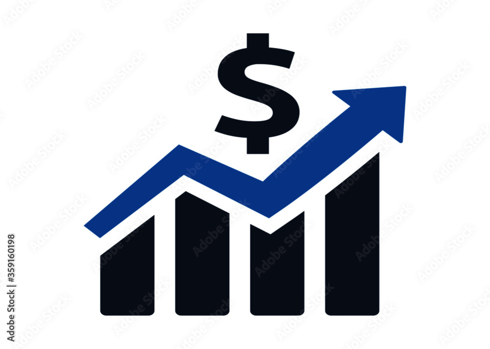 Dollar Graph with Arrow , Growth Investment Money Report icon Dollar Graph with Arrow , Growth Investment Money Report icon