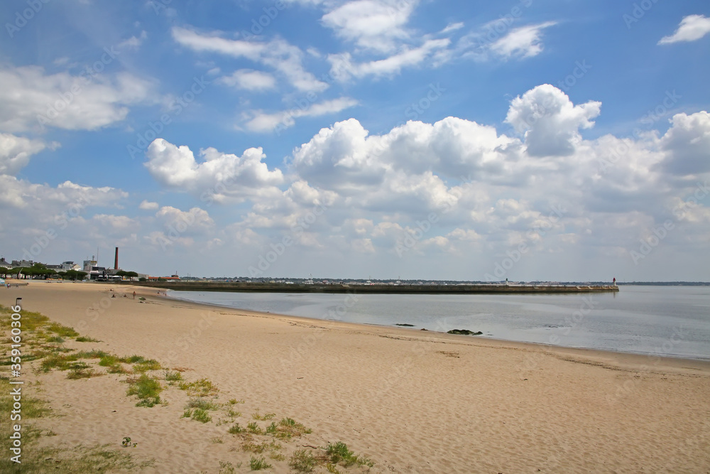 Beautiful beach in the center of the city at low tide, Downtown, Saint Nazaire, France.