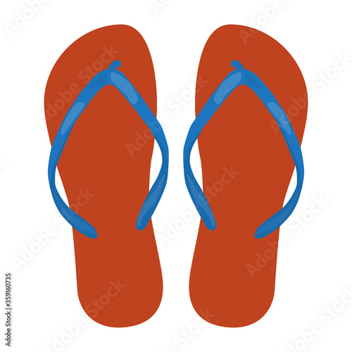 Beach slippers, top view. Vector illustration on a white background.