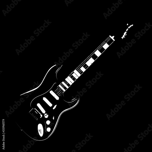 
Black and white shiny electric guitar