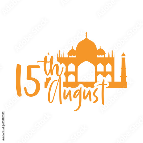 happy independence day india, taj mahal date celebration festive flat style icon
