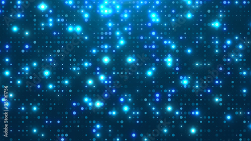 Dot white blue pattern screen led light gradient texture background. Abstract technology big data digital background. 3d rendering.