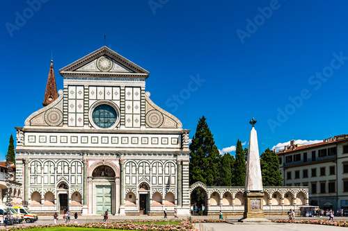 It's Santa Maria Novella, a church in Florence, Italy, the city's principal Dominican church.