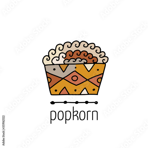 Popcorn, fast food design icon for print, web or mobile app