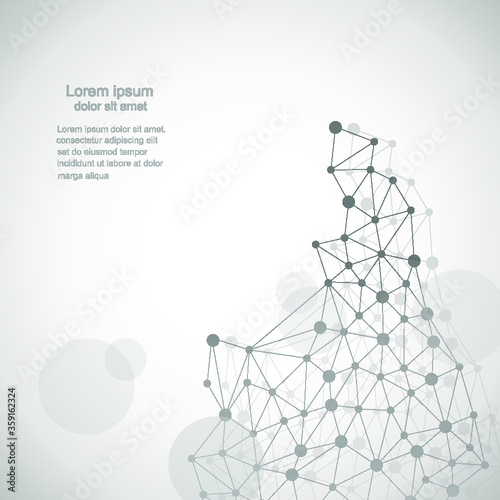 Abstract polygonal background with connecting dots and lines. Connection science background. Vector illustration.