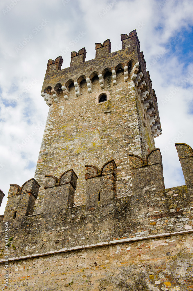It's Tower of the Castello Scaligero di Sirmione (Sirmione Castle), built in XIV century, Lake Garda, Sirmione, Italy