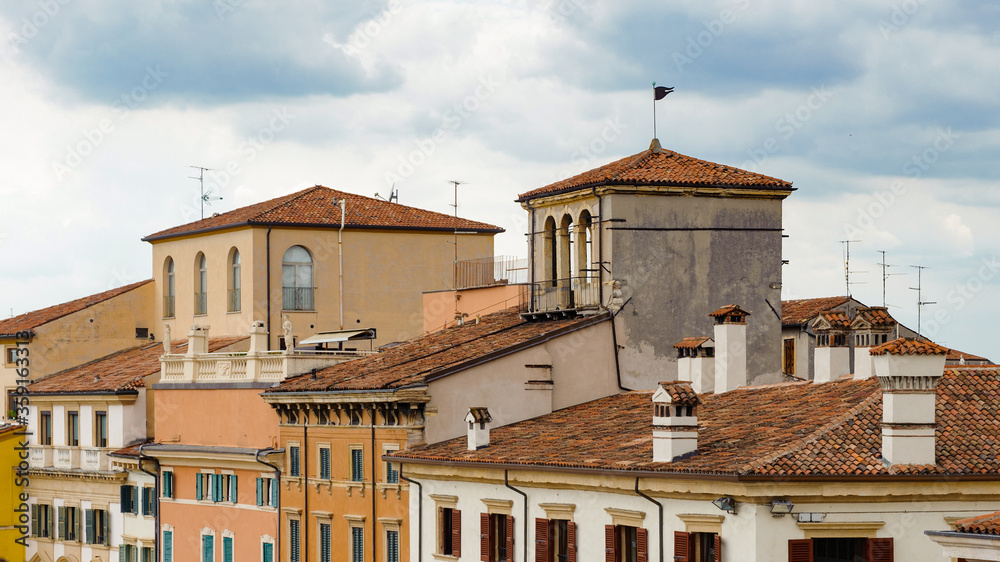 Obraz premium It's Panorama of the roof tops of Verona, Italy. City of Verona is a UNESCO World Heritage site