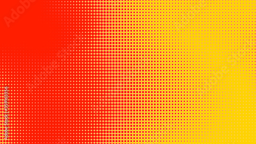 Dots halftone orange yellow color pattern gradient texture with technology digital background. Dots pop art comics with summer background.