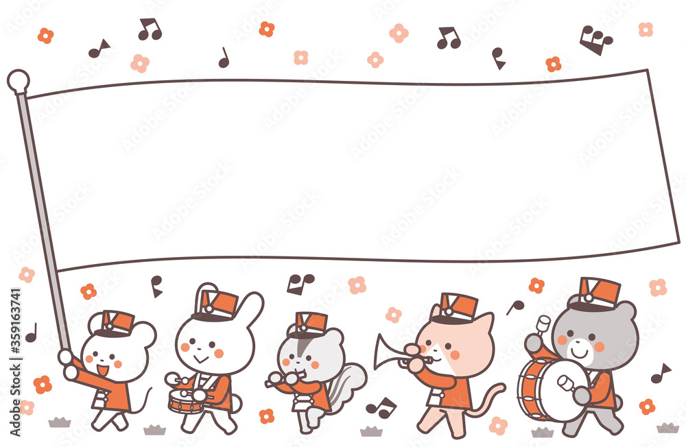 Animal marching band Marching Flag Character Frame / Two Colors Animal marching band Marching Flag Character Frame / Two Colors