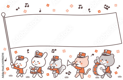 Animal marching band Marching Flag Character Frame / Two Colors