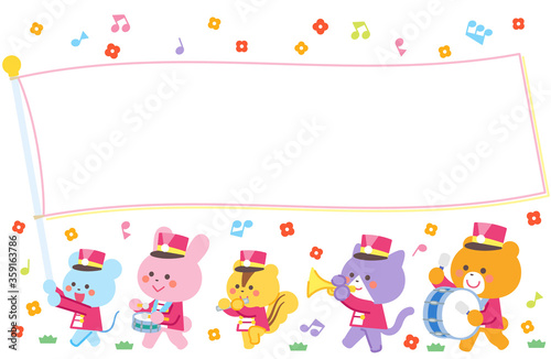 Animal marching band Marching Flag Character Frame