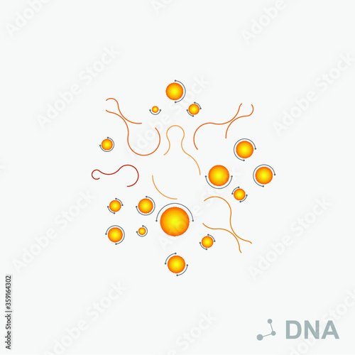 Abstract shape, innovation tech, unusual circles connected to each other, vector modern logo template. medical technology sign.