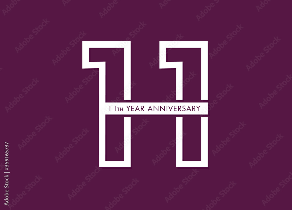Obraz premium 11 years anniversary image vector, 11th-anniversary celebration logotype 