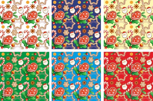 Christmas seamless print. Set of prints for fabric, packaging and creativity.