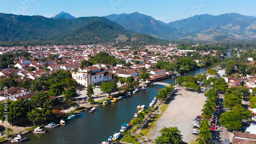 Paraty Brazil canal boats colonial town aerial view © HelloWorldTeam