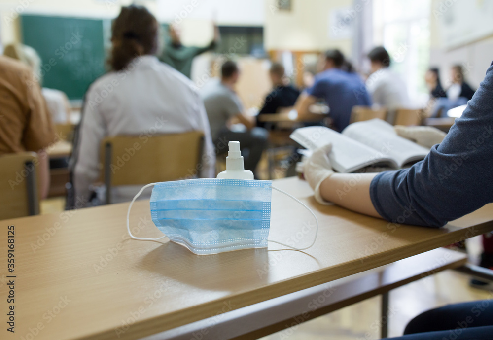 Fototapeta premium Safety measures in school after pandemic