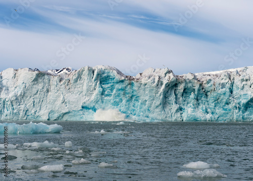 Lilliehook glacier in Lilliehook fjord a branch of Cross Fjord, Spitsbergen Island, Svalbard archipelago, Norway