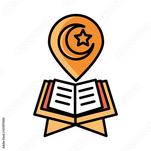 holy book koran eid mubarak islamic religious celebration line and fill icon