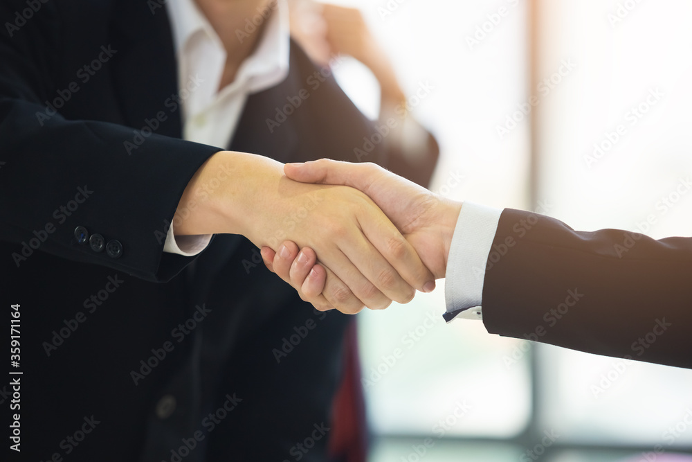 Close up shaking hands of business people, connection and partnership successful, Business concept.