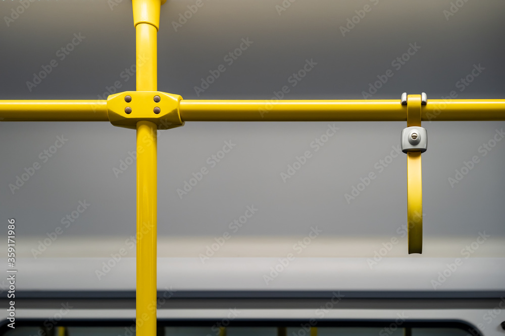 Close up the rubber - plastic cable hand holding in ariport rail link train. Close up the rubber - plastic cable hand holding in ariport rail link train.