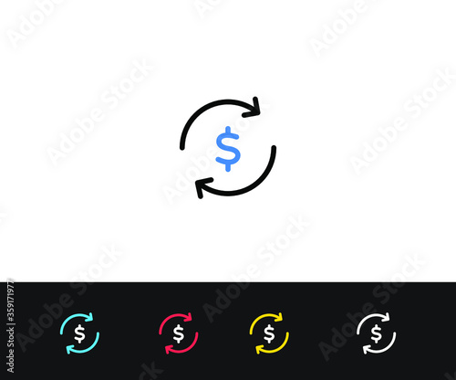 Transfer Icon. Thin Line Vector Illustration. Adjust stroke weight - Expand to any Size - Easy Change Colour - Editable Stroke - Pixel Perfect