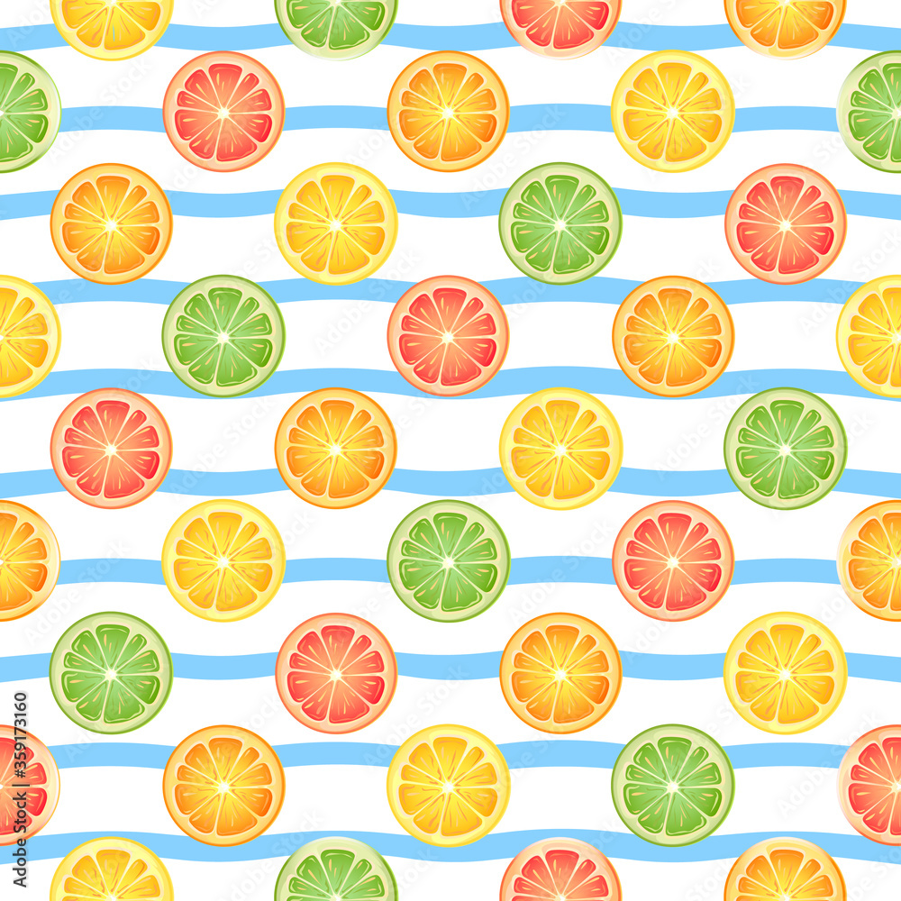 Oranges on a background of waves