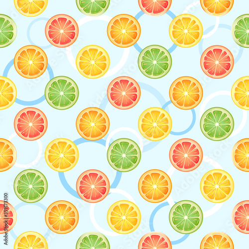 Seamless pattern of circles and citruses