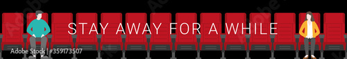 Social distancing concept. Movie theater