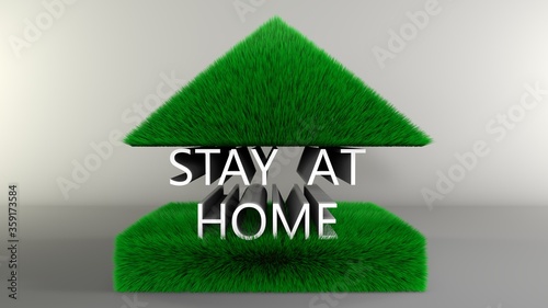 Obraz na plátne 3D text Stay home in a grass house