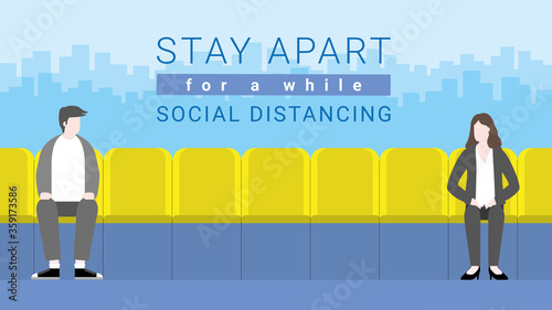 Social distancing concept. Public transportation