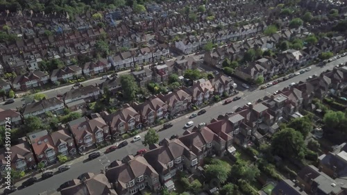 Forward Aerial London Residential Houses Sunset photo