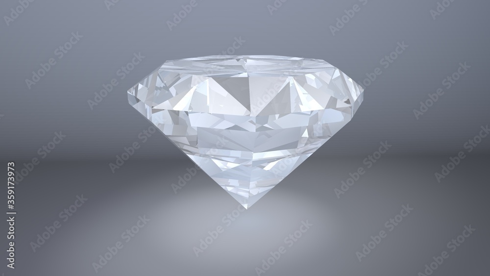 Shiny brilliant diamond placed on gray background. 3D render Shiny brilliant diamond placed on gray background. 3D render